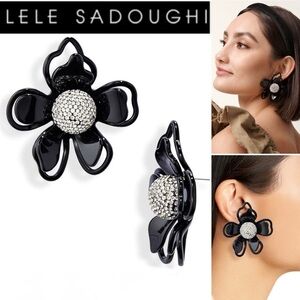 LELE SADOUGHI Azalea Flower Statement Earrings in Black Jet 165$